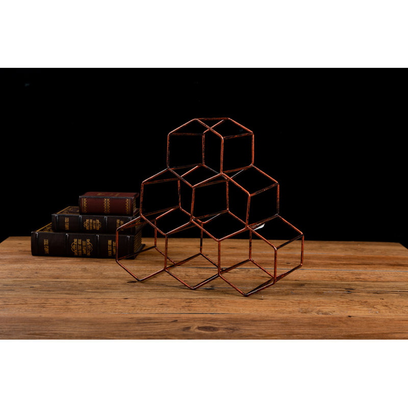 6 Bottle Tabletop Wine Bottle Rack, Copper