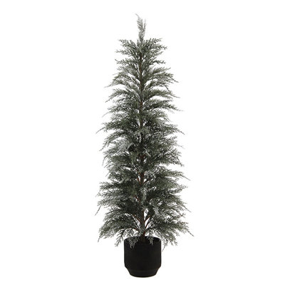 SEASONAL GREENERY TREE CEDAR FLOCKED POT 4FT