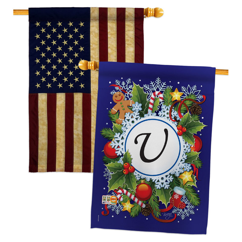 Drapeau de maison à 2 côtés en polyester / mélange de polyester 40 x 28 po, U
