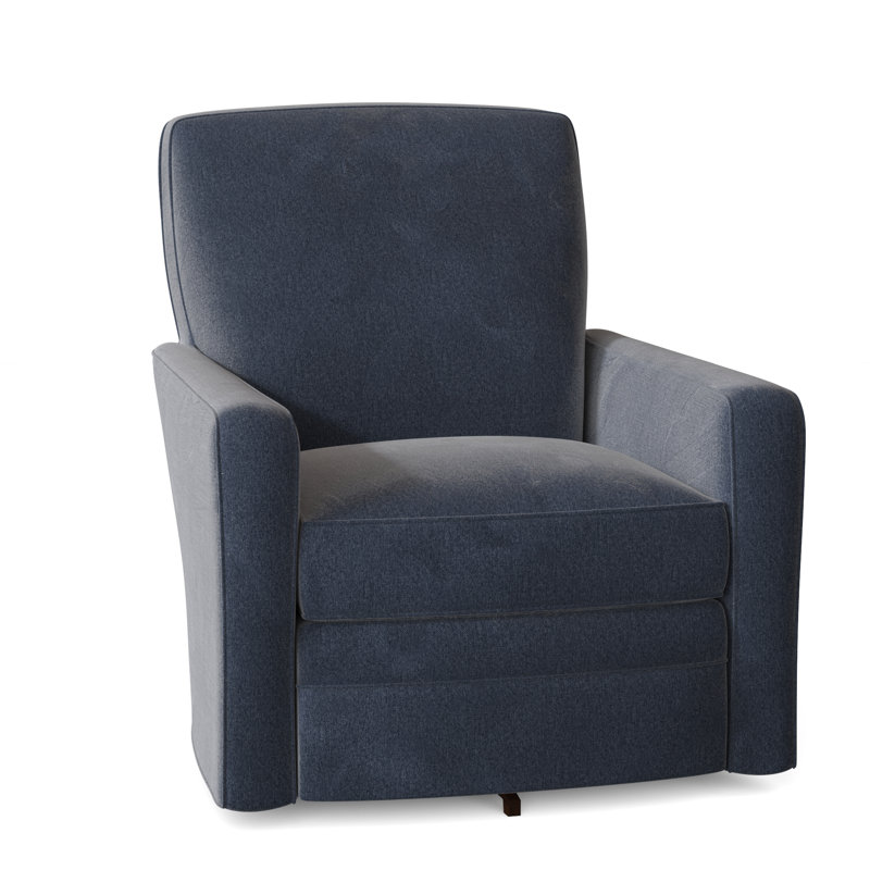 Fauteuil pivotant de 32 po Idana, Non, Velours performance bleu marine Tweetie 22