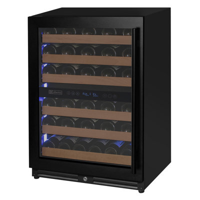 Allavino Reserva Series - 51 Bottle Dual Zone Built-in Luxury Wine Refrigerator with Black Door - Left Hinge