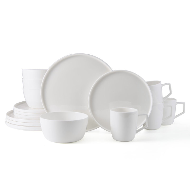 White Porcelain 16-Piece Round Dinnerware Set, Service for 4