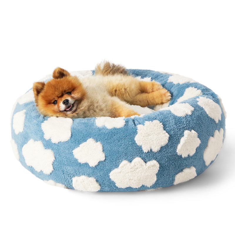 Lit pour chien Lesure Donut, S (H 7 po x l 23 po x P 23 po), Nuage bleu clair