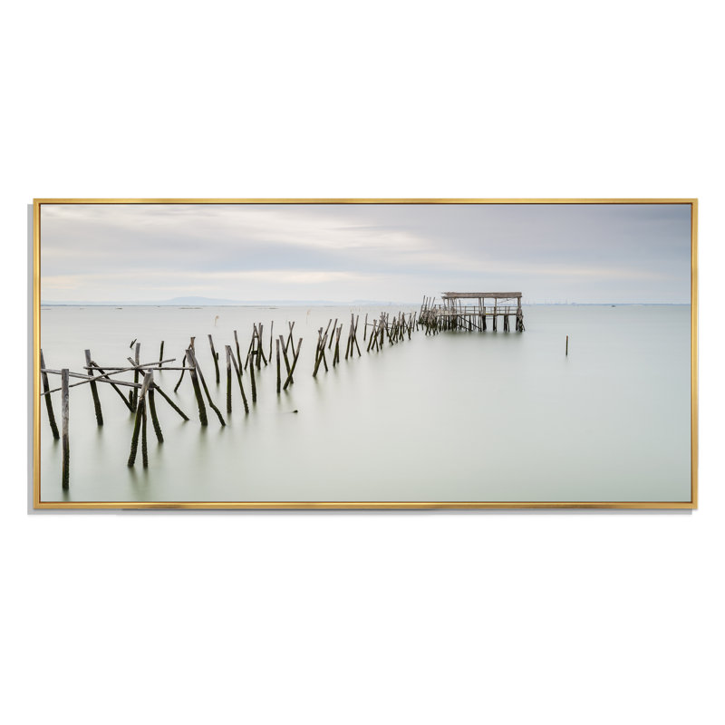 Carrasqueira Old Wooden Pier II - photographie sur toile, H 12 po x l 20 po x P 1 po, Encadrement doré