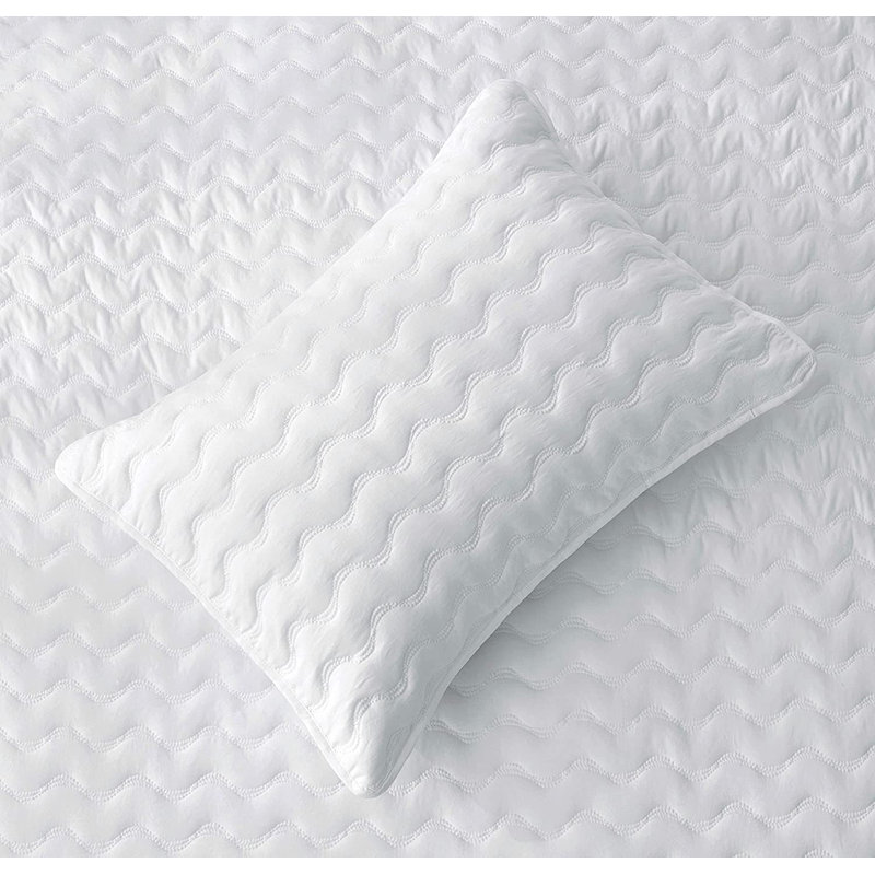 Destiny 3-Piece Washed Microfiber Quilt Set, Queen Quilt + 2 Standard Shams, White