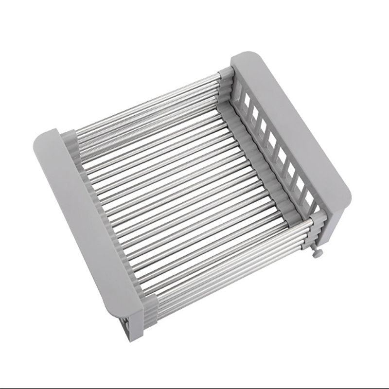 Égouttoir à vaisselle extensible au-dessus de l'évier, panier de cuisine pliable en acier inoxydable