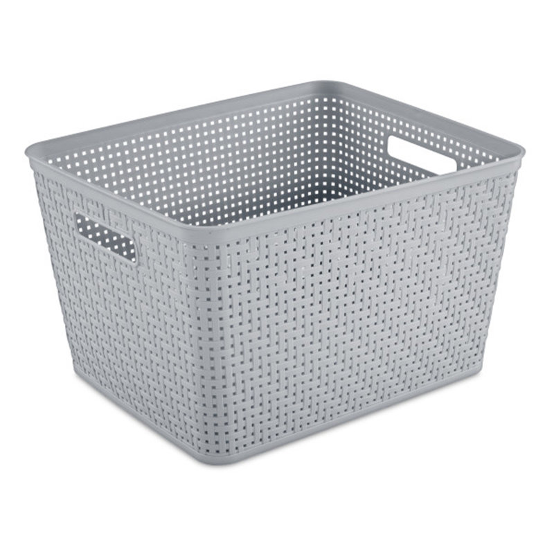 Sterilite Gray Tall Rectangular Plastic Storage Baskets with Handles, 6-Pack