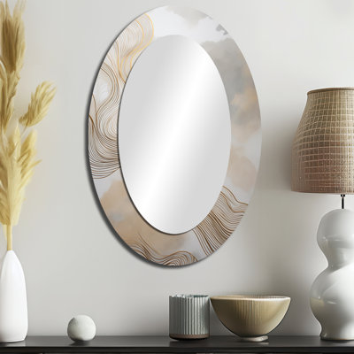 Or et gris Linear Expressions V - décor de miroir mural ovale doré