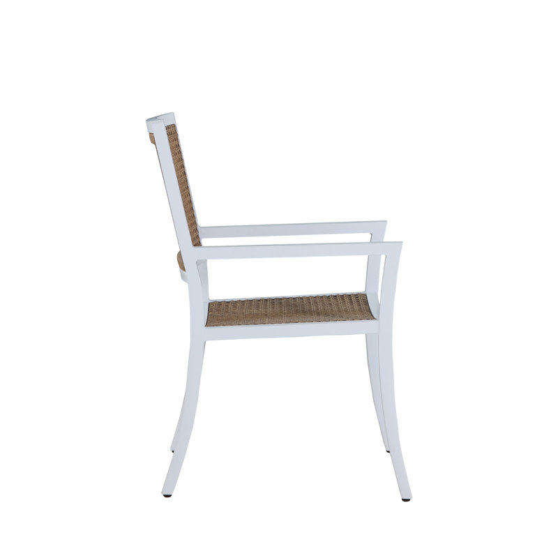 Bermuda Aluminum and Cane Arm Chair, Welt + Standard Fill, Intermix Bark, Chalk/Natural Cane