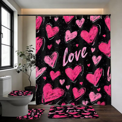 Ensemble de rideaux de douche 4 pièces Love