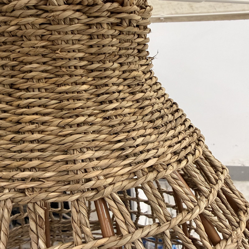 Grand lampadaire DEL en rotin tressé et jonc de mer (151,5 cm) avec abat-jour en lin (3 couleurs)