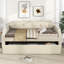 Lit de jour rembourré beige avec lit gigogne escamotable, lit simple pour matelas en mousse de taille dortoir