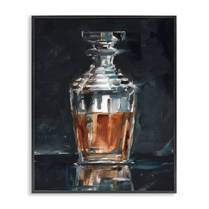 «Whiskey Decanter Still Life Art» par Ethan Harper, H 30 po x l 24 po, Giclée encadrée noir minuit