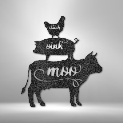 Farm Animals Steel Sign Laser Cut Powder Coated Home & Office Metal Wall Decor Multiple Sizes & Colors