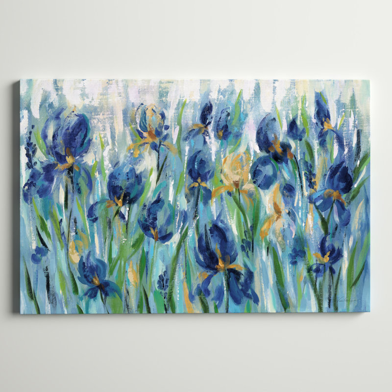 «Iris Flower Bed» par Silvia Vassileva, reproduction d'art sur toile tendue, H 32 po x l 48 po