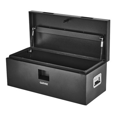 Boîte à outils en acier pour camion avec serrure, 2 poignées avant, noir