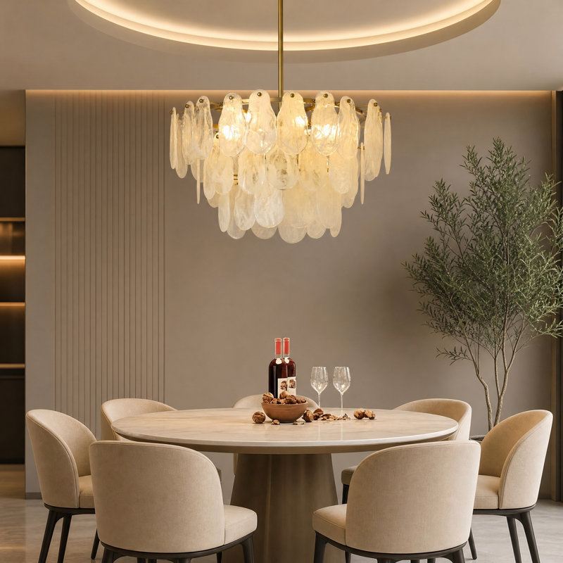 Cloude Modern 8-Light 3-Tier Unique Statement Cloud Glass Chandelier with Adjustable Hanging Rod Includes 8 G9 Bulbs Works with Dimmer Switch Hardwired Metal and Glass for Living Dining Bedroom
