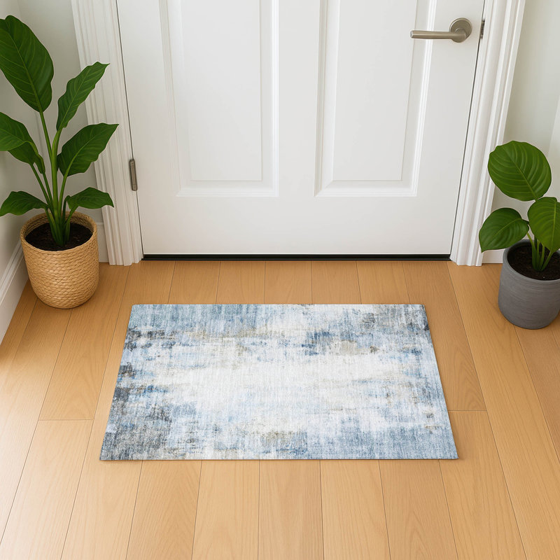 Premium Machine Washable Mayfield  modern Rug, 1'8" x 2'6", Blue