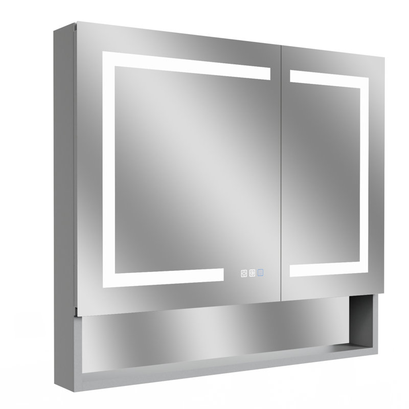 Armoire à pharmacie à fixation en surface avec 4 tablettes réglables Kolambe, H 32 po x l 36 po x P 5,25 po, Aluminium