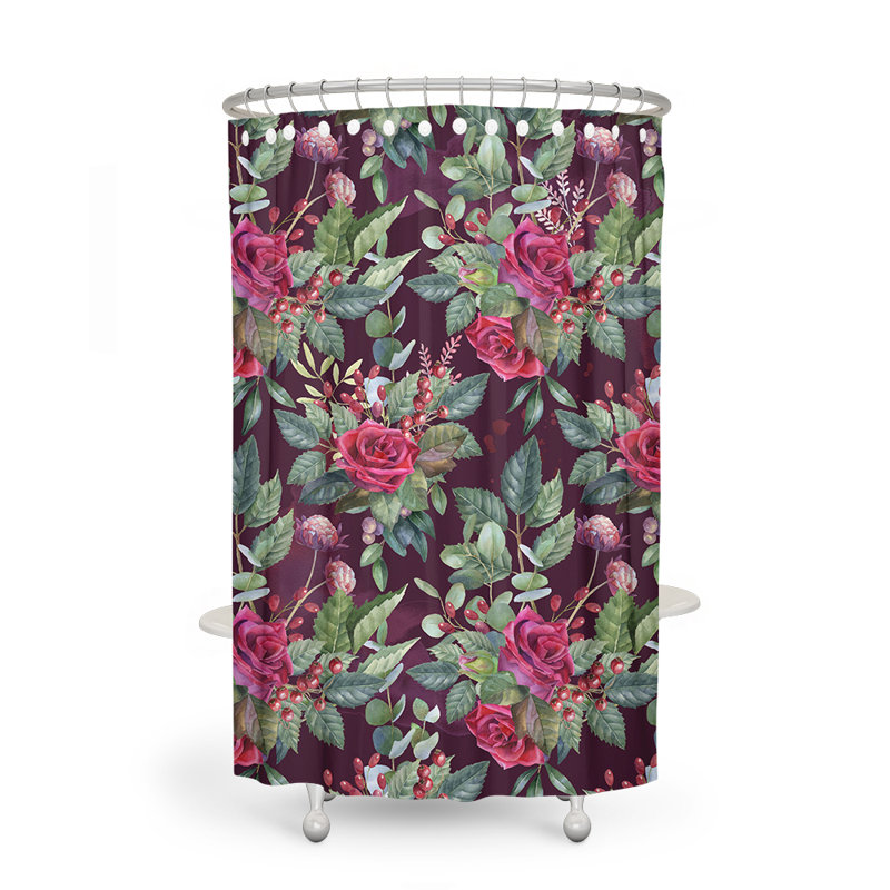 Rideau de douche simple à motif floral binningup, H 83 po x l 70 po