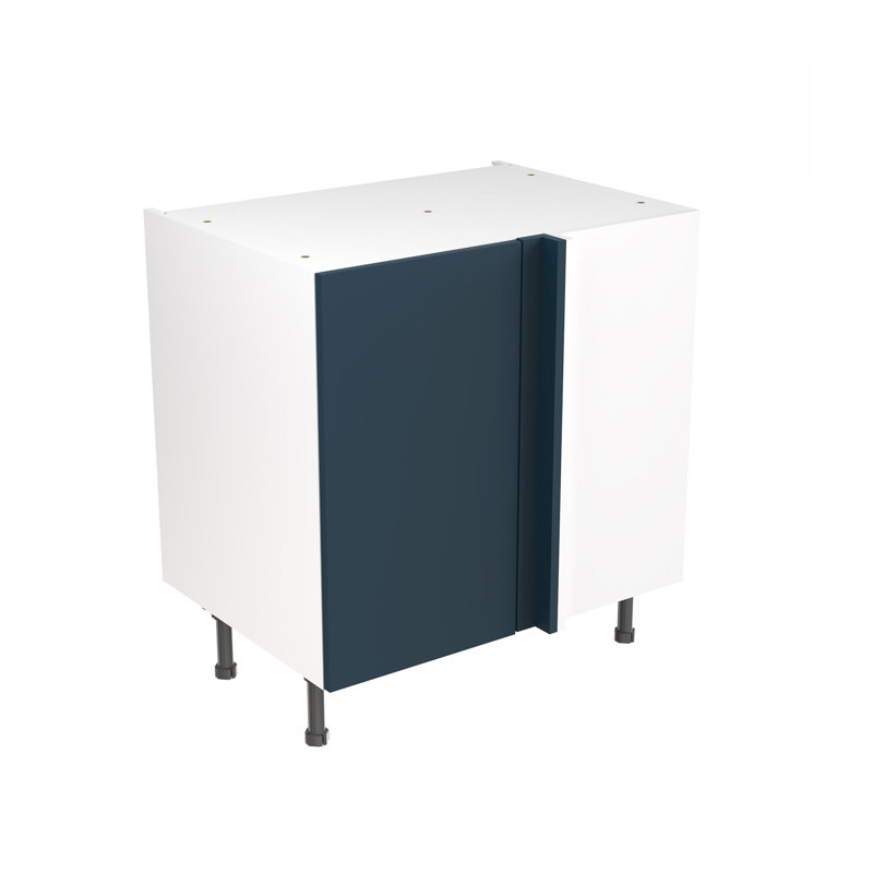 KitchenKit Flatpack Slab Matt Base Unit Blind Corner, 87cm H x 80cm W x 57cm D, Indigo Blue
