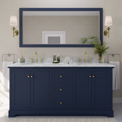 Avery 72 " W Freestanding Standard Double Vanity Bathroom Vanity With Stone Top