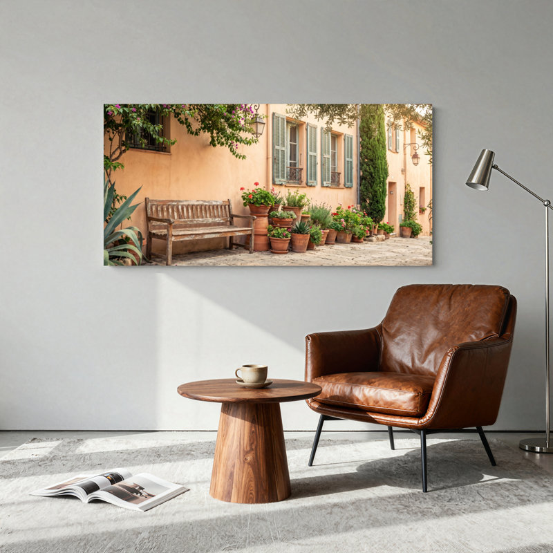Ensemble de 1 tableau sur toile Jardin méditerranéen, L 58 po x H 28 po, Toile tendue