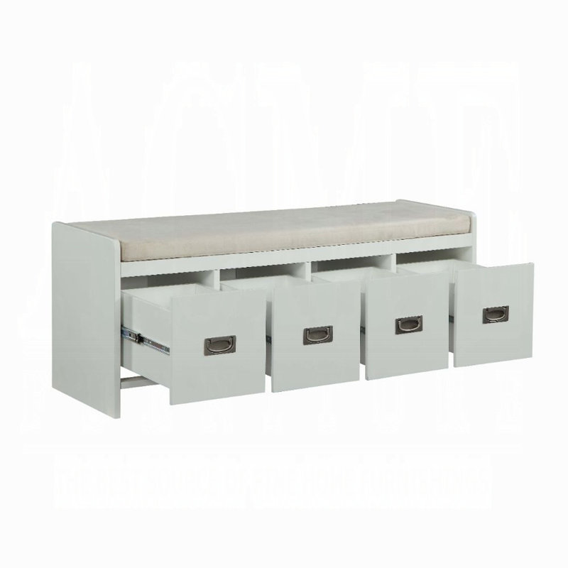 Banc en tissu beige avec rangement Nantucket