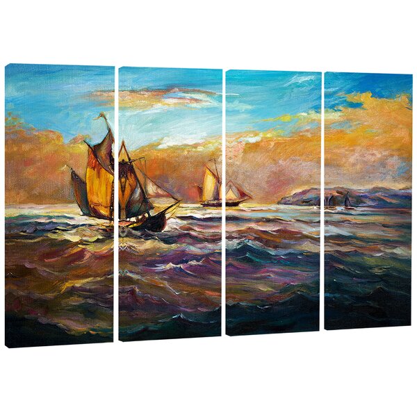 DesignArt Coastal On Canvas 4 Pieces Print | Wayfair