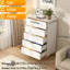 Commode haute 5 tiroirs blanche cannelée pour la chambre à coucher, commode moderne en bois de 30 po-1368111361