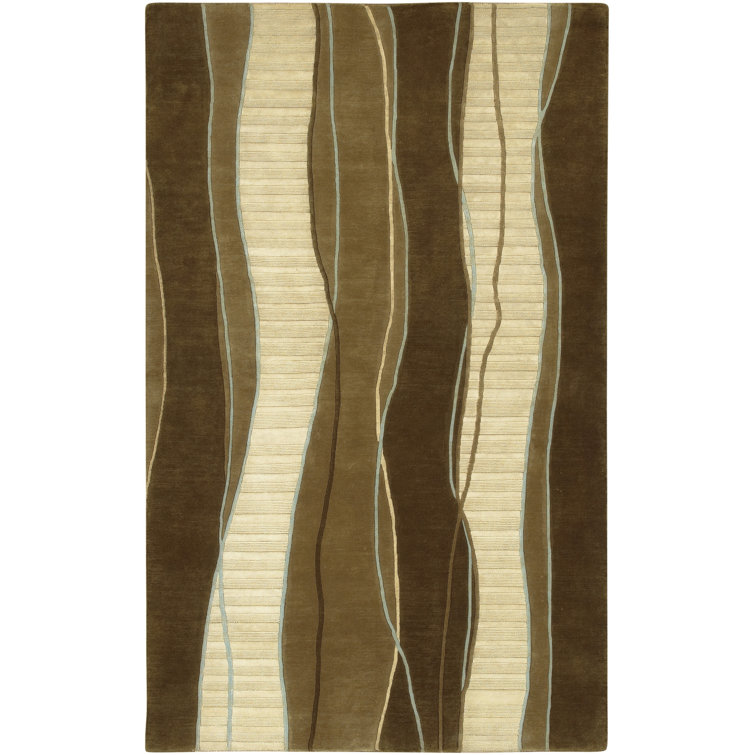 Tapis crème / brun en laine noué à la main Hierius