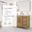 Meuble-lavabo en chêne Burtch l 42 po x P 22 po avec comptoir en pierre d'ingénierie Arabescato blanc et lavabo encastré en céramique