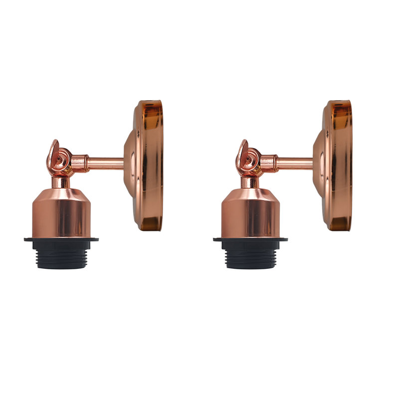 Boykin Adjustable Wall Sconce – Vintage Style Dimmable Light with Metal Shade by Breakwater Bay, No, Rose Gold