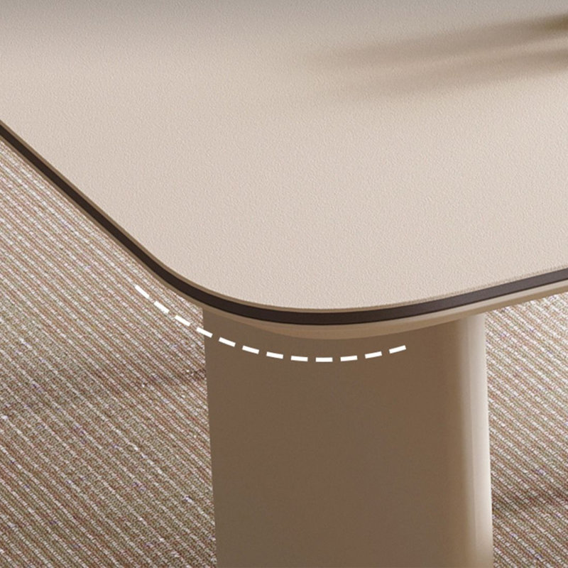 White Rectangular Sintered Stone tabletop with Solid Wood Dining Table For Dining Room/Kitchen, 29.53"H x 62.99"L x 31.5"W