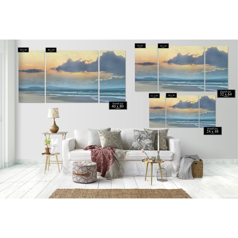 A Premium Blue Horizon - Ensemble de 3 reproductions sur toiles tendues, H 24 po x l 48 po x P 1,5 po