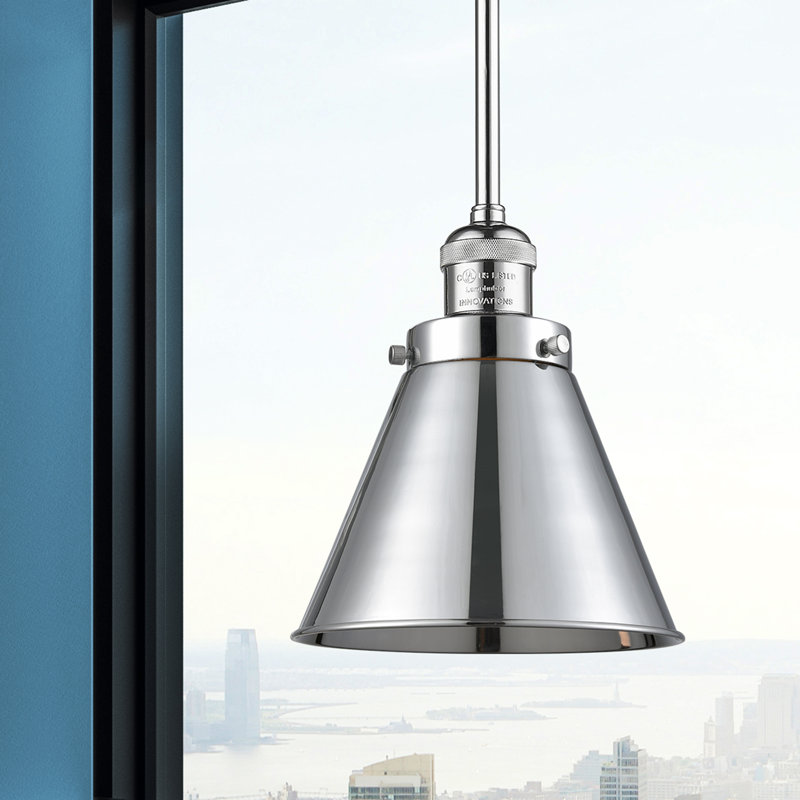 Donovan 1 - Light Single Pendant, Polished Chrome, 60 Watt Vintage Incandescent Bulb, Polished Chrome