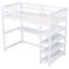 Lit mezzanine blanc avec sous-bureau et tablettes organisées en pin massif blanc pour un espace de chambre bien rangé dans des éléments de rangement pratiques et charmants-121020291-121020293