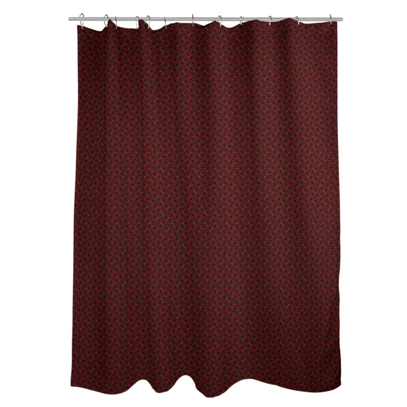 Rideau de douche simple hexagonal classique, Rouge / Noir