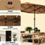 Parasol d'extérieur avec conception à double face, auvent, lumières à DEL solaires, cadre en acier à 12 nervures pour le soutien, système de manivelle pour patio et 36 po de durabilité, fermeture facile-132959364