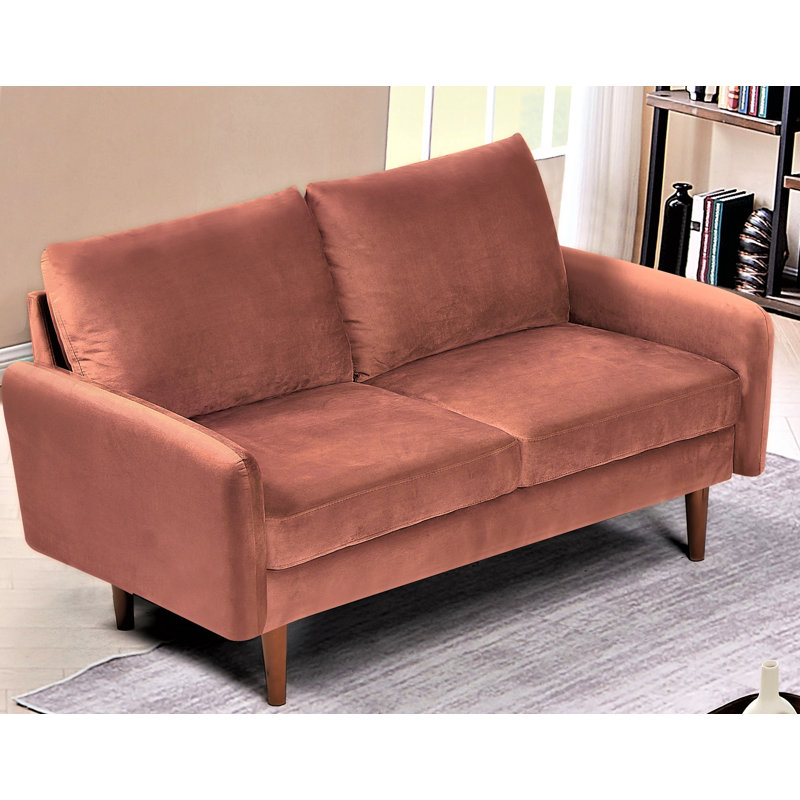 Caillier 58.32'' Velvet Loveseat, Rose Velvet