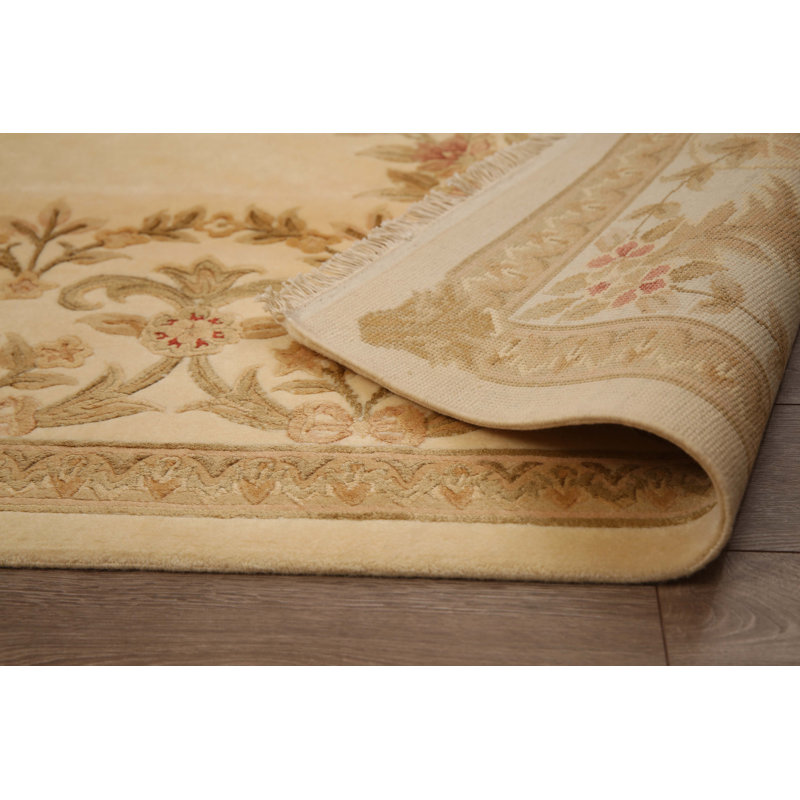 Aura Wool Oriental Area Rug in Beige, Rectangle  3'1.4" x 5'0.2"