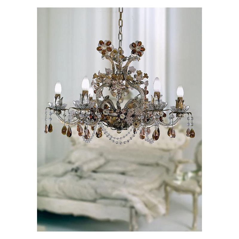 6 - Light Candle Style Empire Chandelier, Swarovski