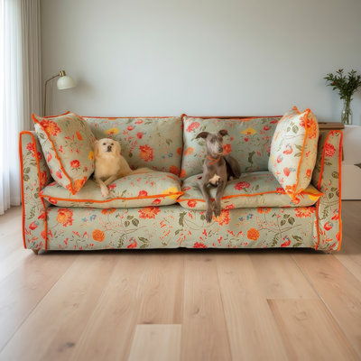 Country-style Floral-pattern Fabric 3-seater Sofa