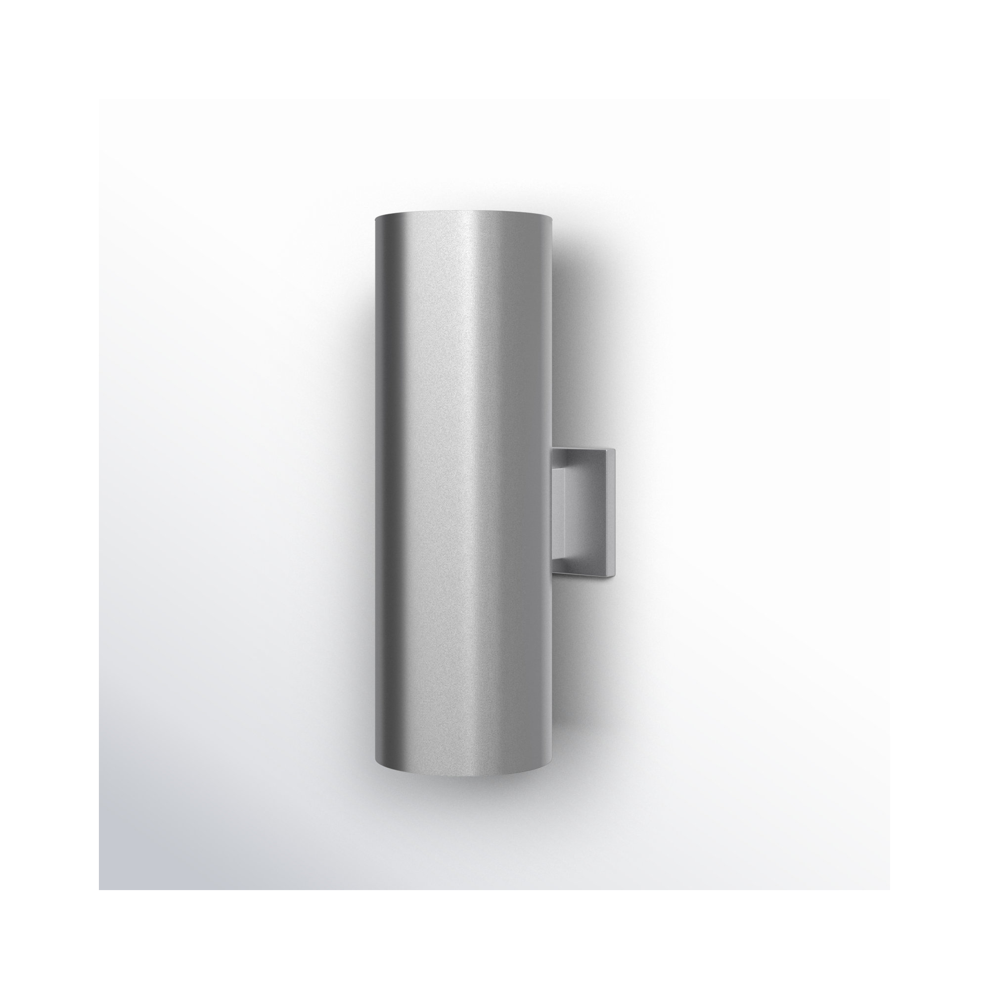 Dylan 2 Light Cylinder Outdoor Aluminum Wall Light, Silver, 18.25" H x 6" W x 6" D, No