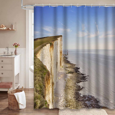 Lighthouse Beachy Head South Coast England Seven Sisters Shower Curtain with 12 Hooks