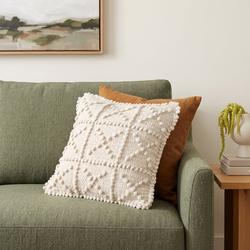 Beckett Geometric Wool Blend Pillow Cover, 18" x 18"