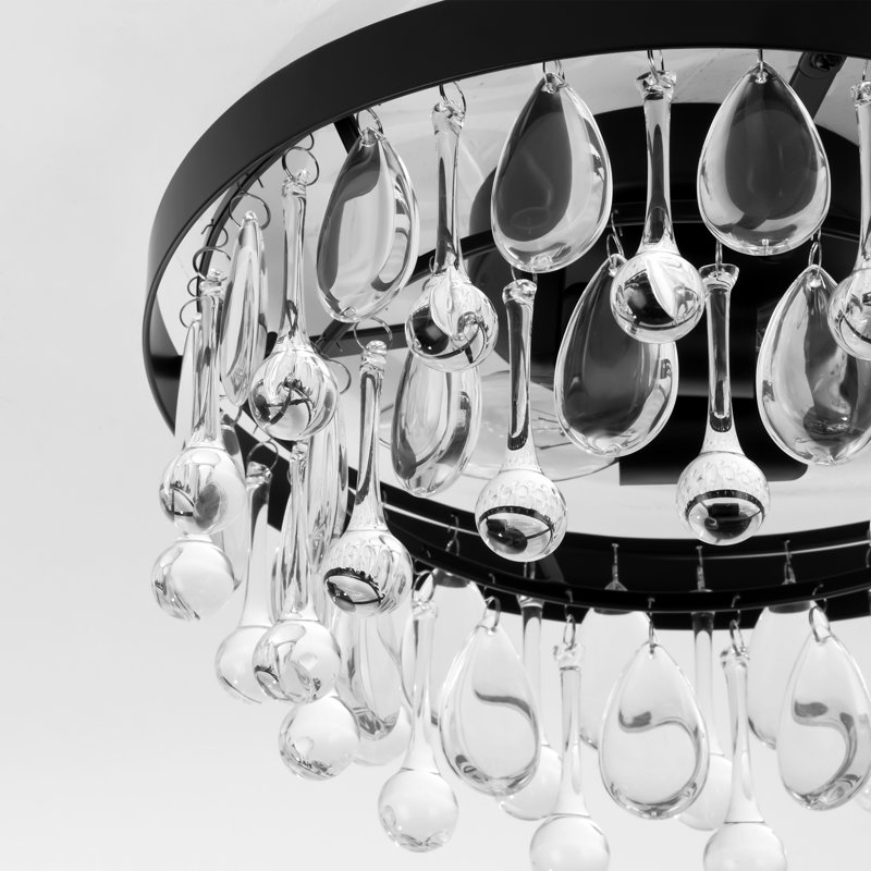 Plafonnier encastré en cristal 2 lumières Marleigh, Noir mat