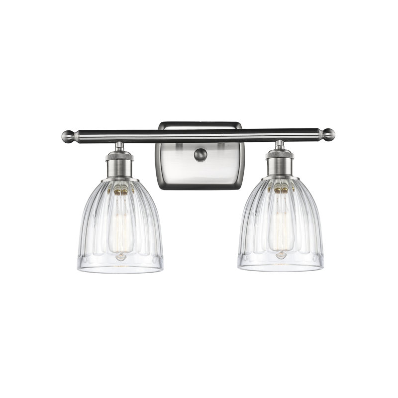 Éclairage pour salle de bain 2 lumières Whitten, Transparent, Ampoule DEL 6 watts Vinage, Nickel satiné brossé