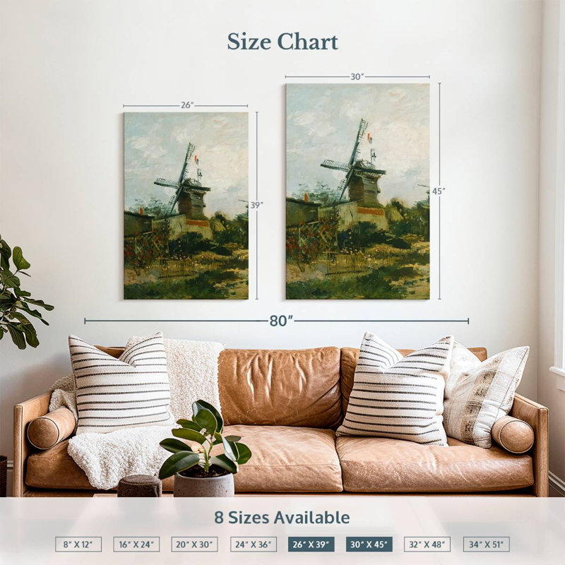 Lilie Windmills On Montmartre, 39" H x 26" W