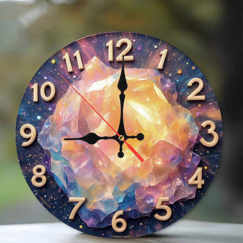 Horloge cosmique avec cristal brillant